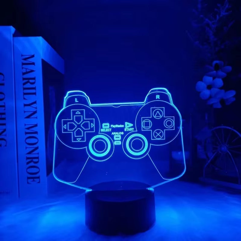 Do Not Disturb Gamer at Work Night Light 16 Colors Changing Gamepad 3D Illusion Lamp for Playstation4 for Men Teenagers and Kids