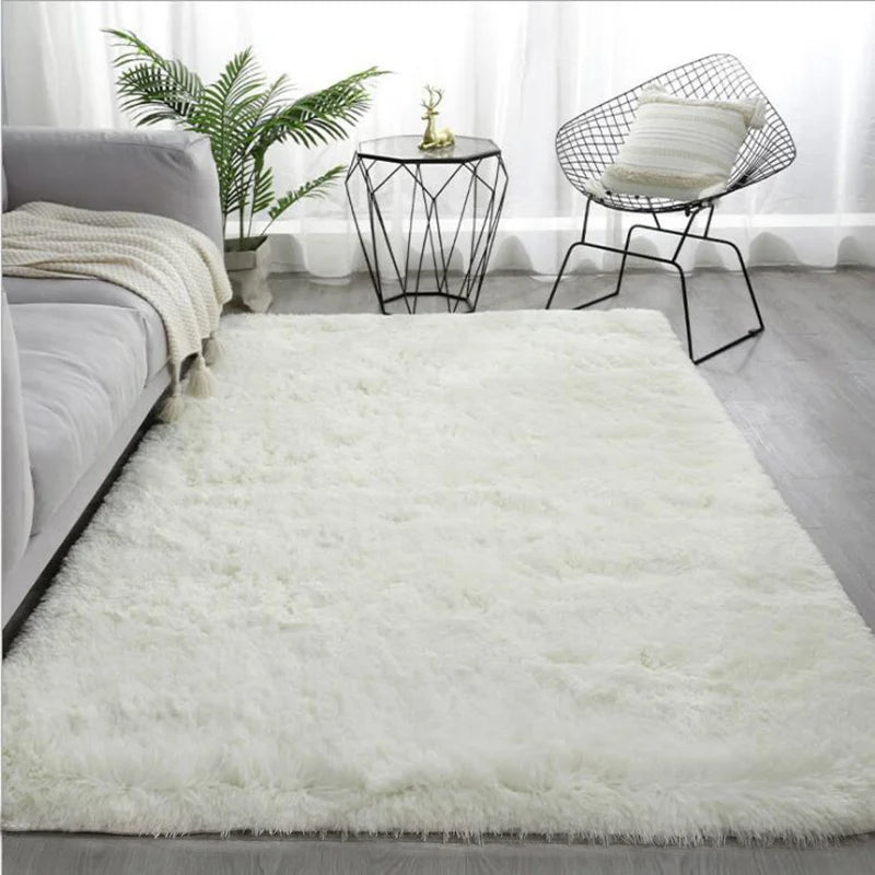 Fluffy Plush Carpet for Modern Home Living Room Sofa Area Rug Silky Soft Crawling Mat Children Bedroom Large Carpet Light Gray