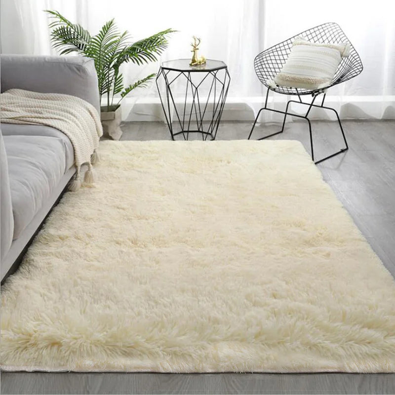 Fluffy Plush Carpet for Modern Home Living Room Sofa Area Rug Silky Soft Crawling Mat Children Bedroom Large Carpet Light Gray