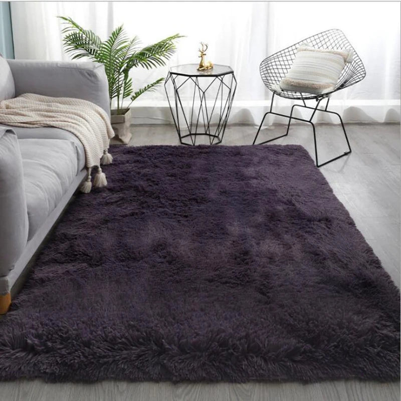 Fluffy Plush Carpet for Modern Home Living Room Sofa Area Rug Silky Soft Crawling Mat Children Bedroom Large Carpet Light Gray