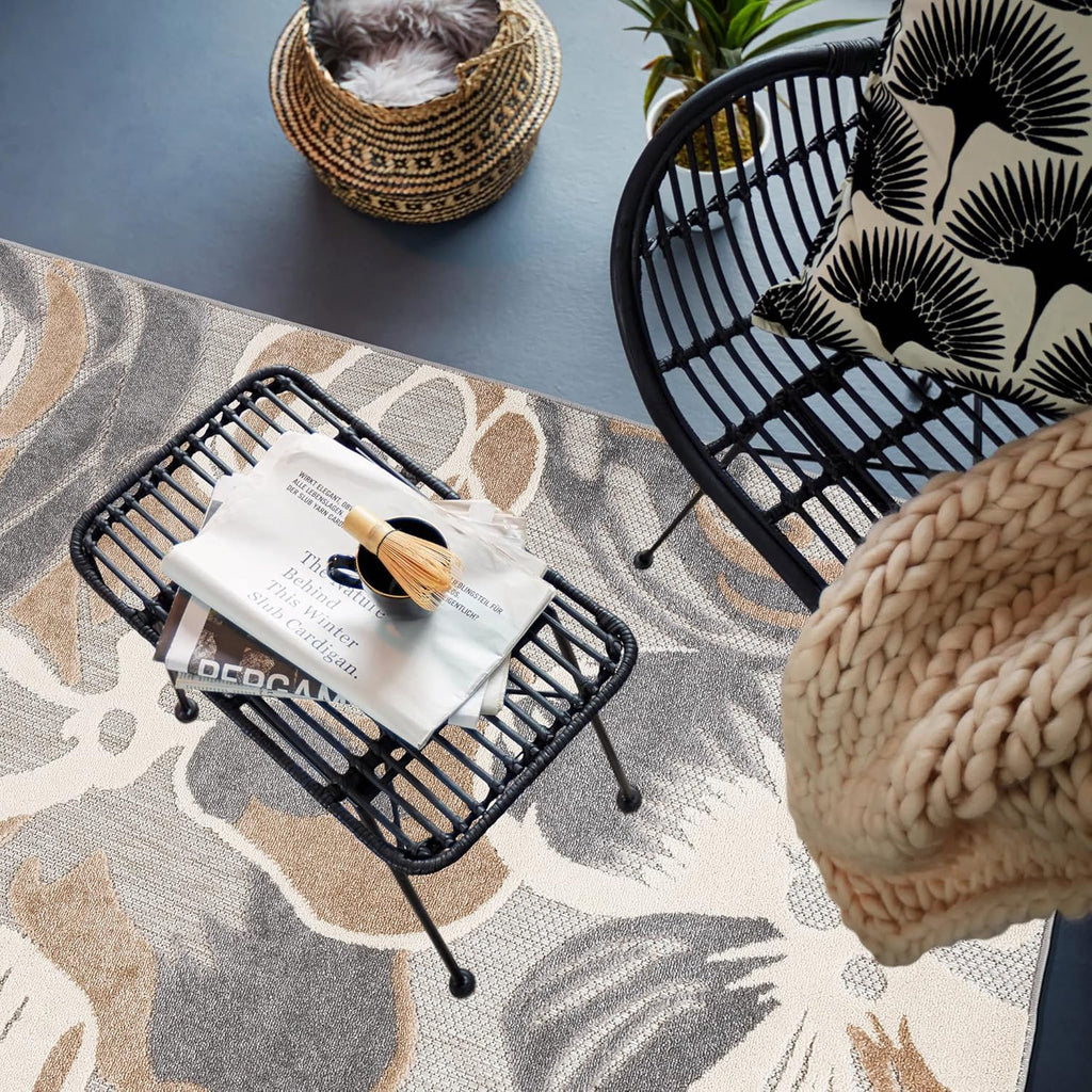 Ravenna Modern Large Floral Flowers Indoor/Outdoor Area Rug 7'10" X 10' Gray