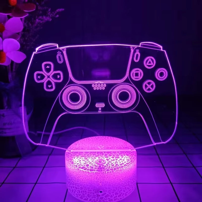 Do Not Disturb Gamer at Work Night Light 16 Colors Changing Gamepad 3D Illusion Lamp for Playstation4 for Men Teenagers and Kids