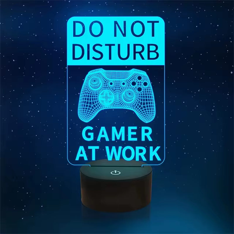 Do Not Disturb Gamer at Work Night Light 16 Colors Changing Gamepad 3D Illusion Lamp for Playstation4 for Men Teenagers and Kids