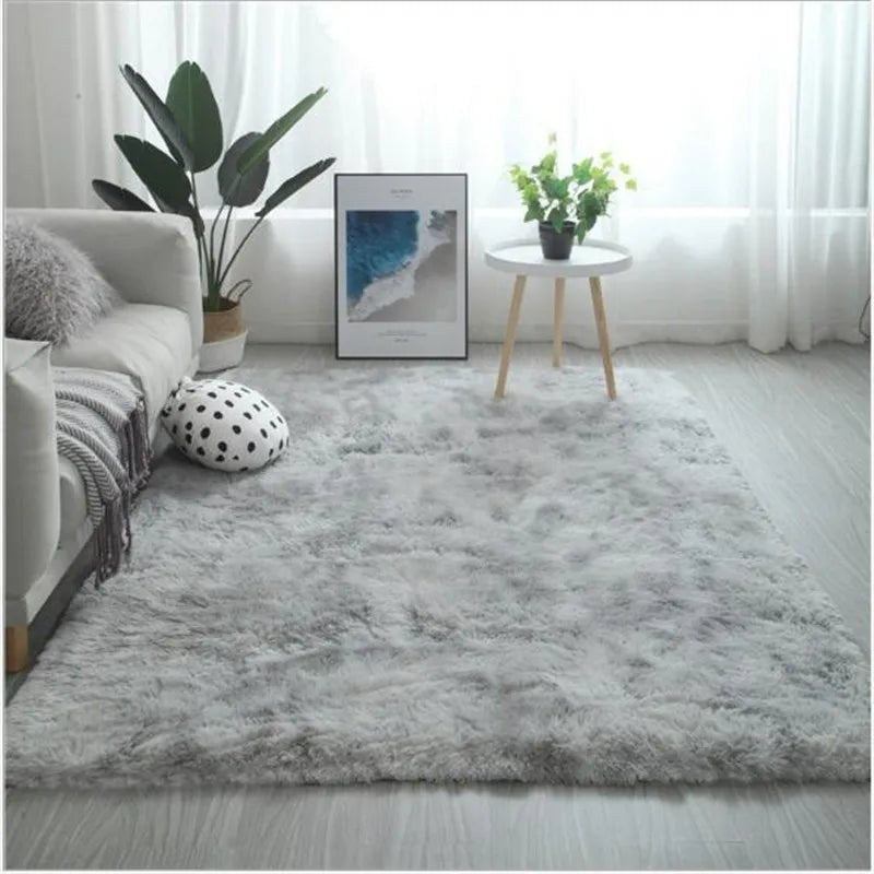 Fluffy Plush Carpet for Modern Home Living Room Sofa Area Rug Silky Soft Crawling Mat Children Bedroom Large Carpet Light Gray