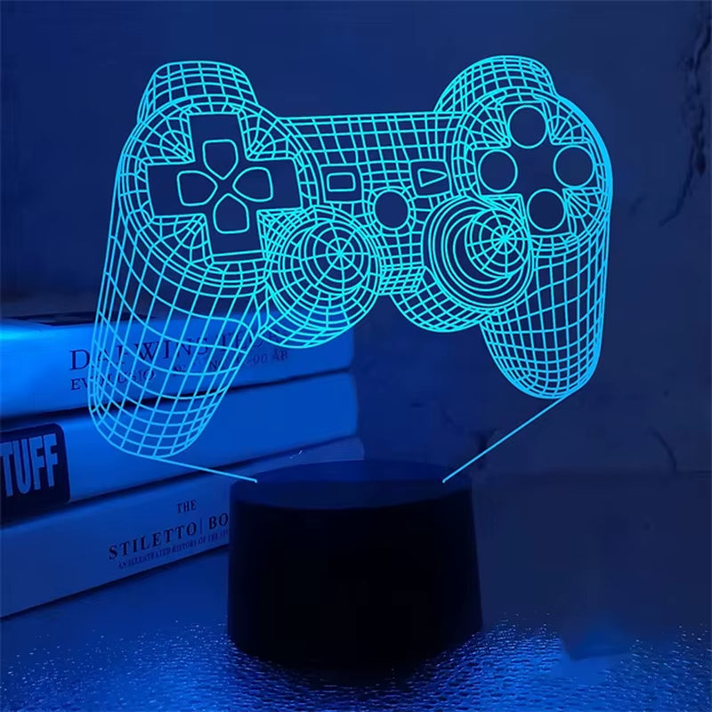 Do Not Disturb Gamer at Work Night Light 16 Colors Changing Gamepad 3D Illusion Lamp for Playstation4 for Men Teenagers and Kids