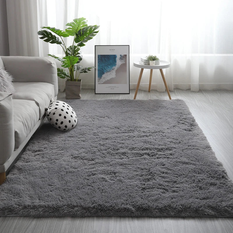 Fluffy Plush Carpet for Modern Home Living Room Sofa Area Rug Silky Soft Crawling Mat Children Bedroom Large Carpet Light Gray