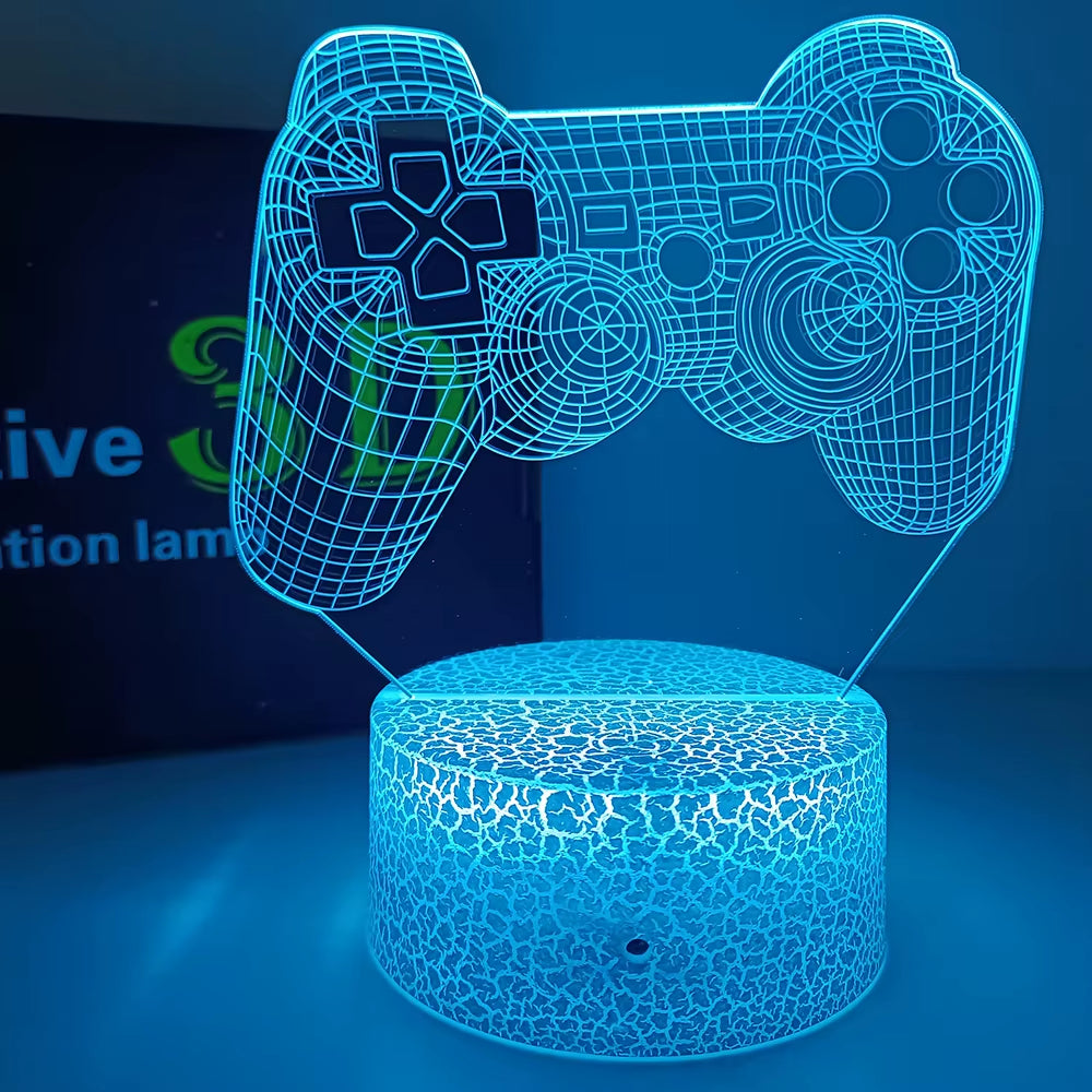 Do Not Disturb Gamer at Work Night Light 16 Colors Changing Gamepad 3D Illusion Lamp for Playstation4 for Men Teenagers and Kids