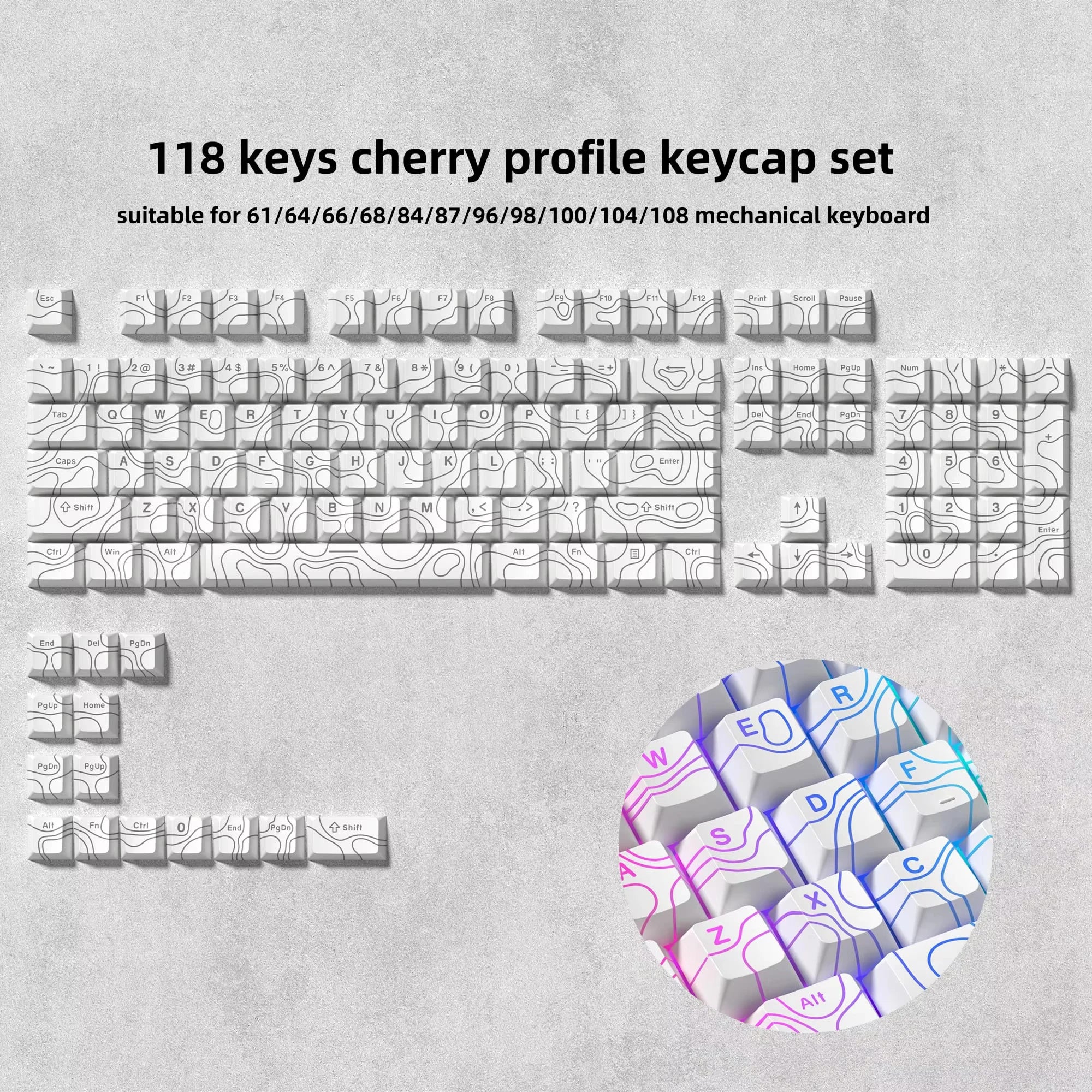 138 Keys Retro Brown Gray PBT Keycap Double Shot Cherry Profile Key Caps for Cherry MX Switches Mechanical Gamer Keyboard