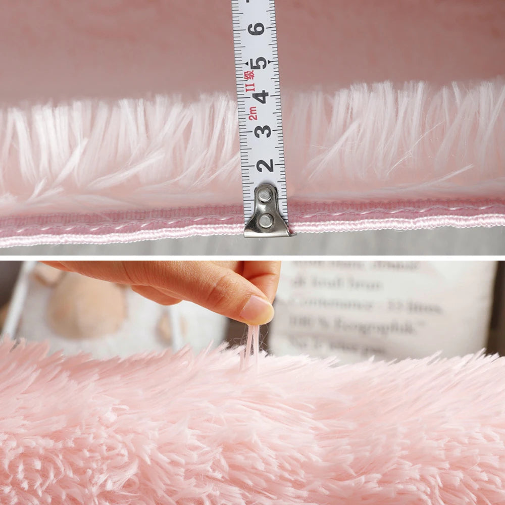 Fluffy Plush Carpet for Modern Home Living Room Sofa Area Rug Silky Soft Crawling Mat Children Bedroom Large Carpet Light Gray