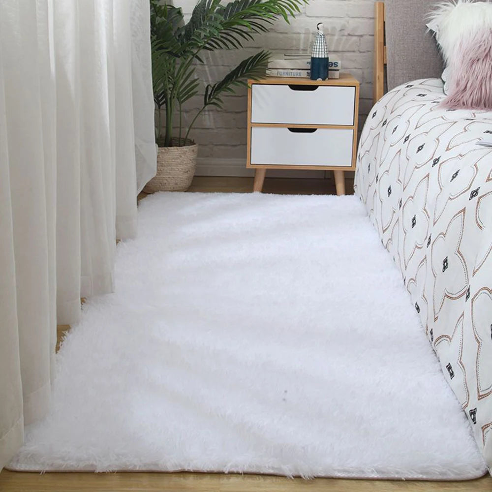 Fluffy Plush Carpet for Modern Home Living Room Sofa Area Rug Silky Soft Crawling Mat Children Bedroom Large Carpet Light Gray