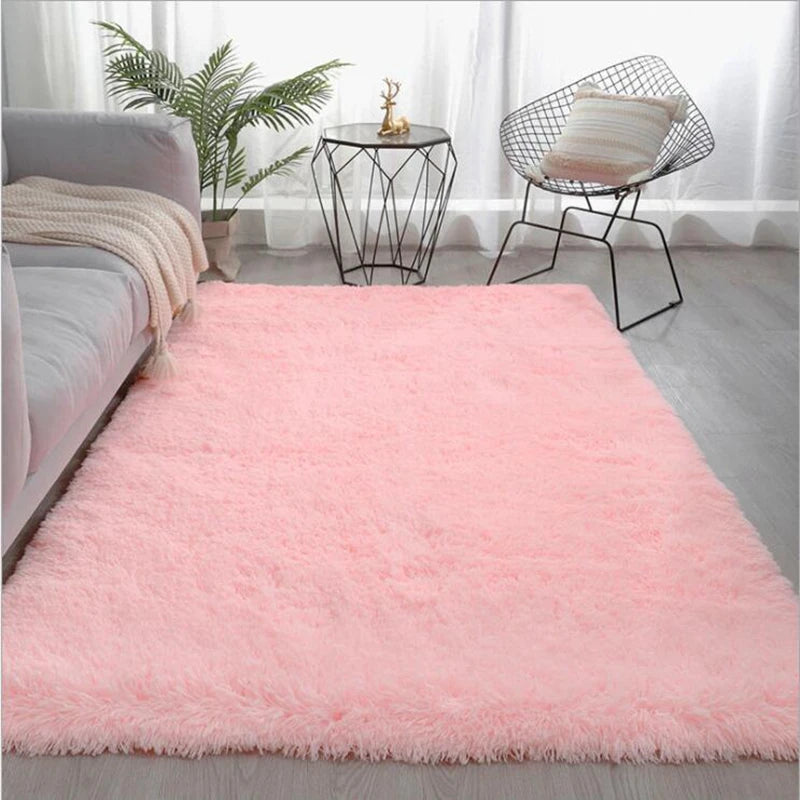 Fluffy Plush Carpet for Modern Home Living Room Sofa Area Rug Silky Soft Crawling Mat Children Bedroom Large Carpet Light Gray